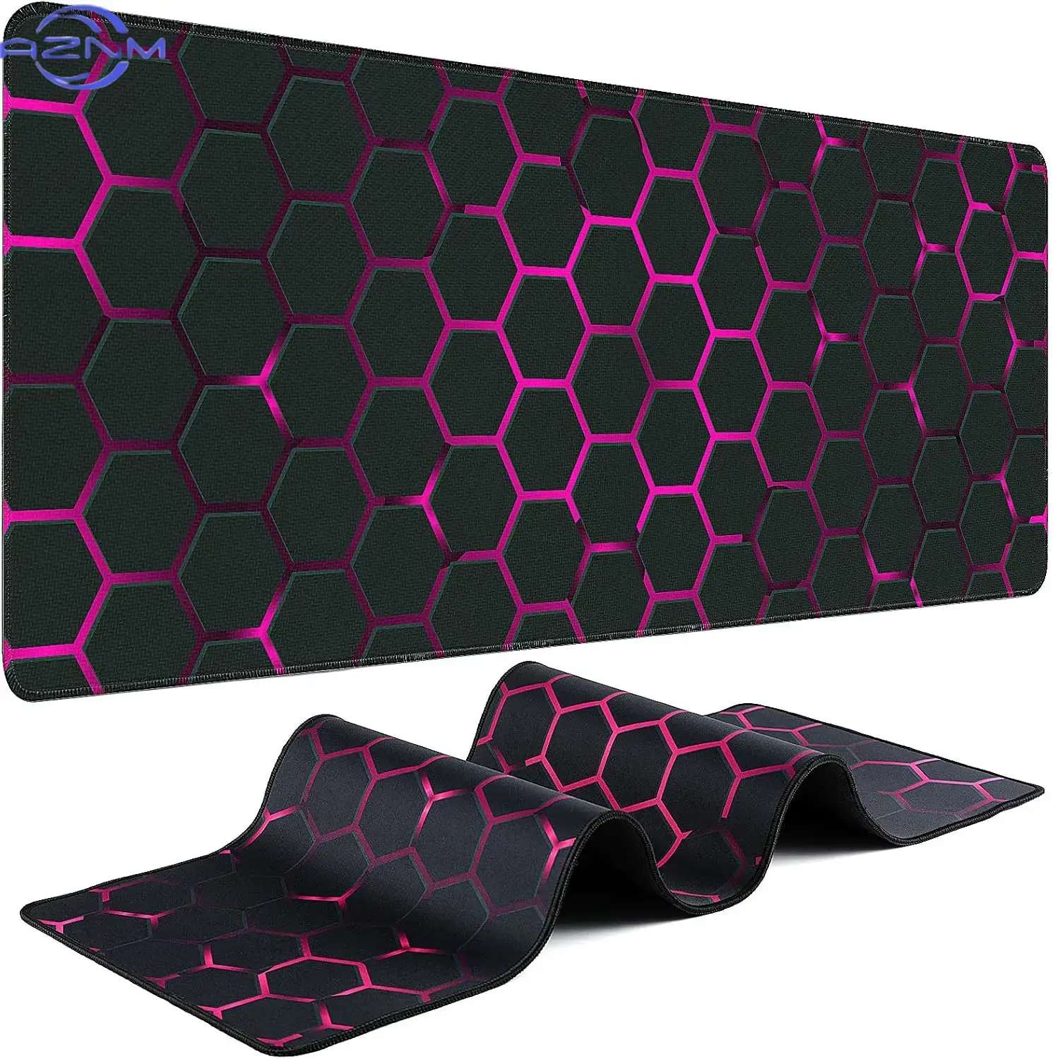 Office Tech Setup - Tech Pink Hex Grid Large Mouse