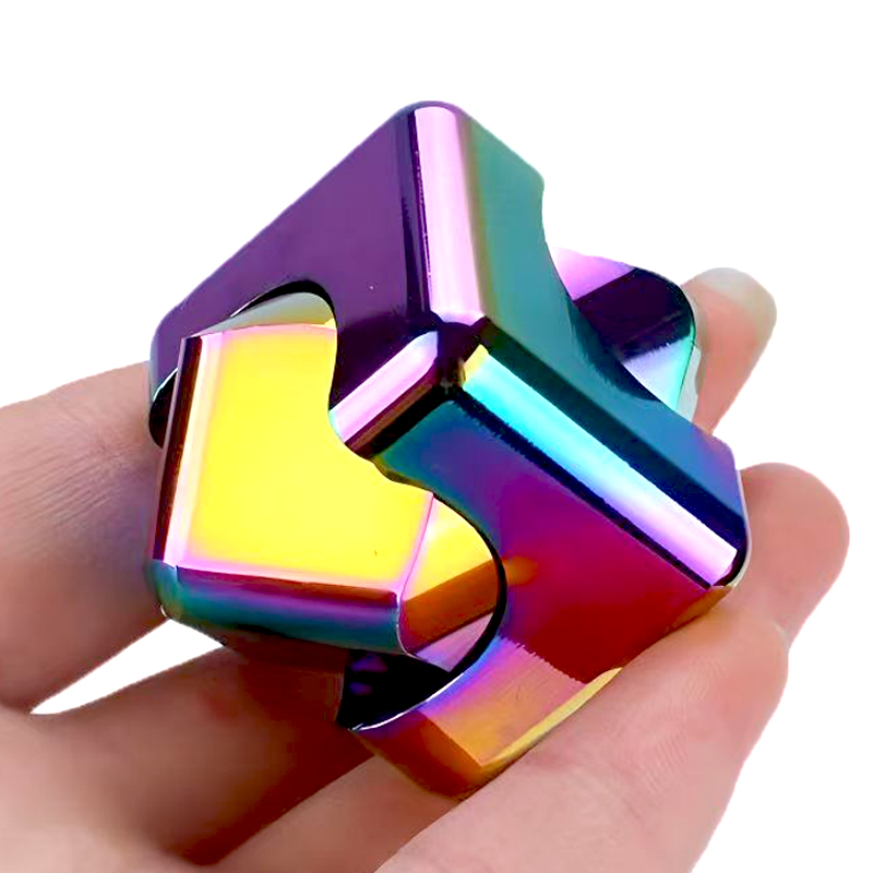 Cool Office Tech Gadgets - Square Infinity Fidget Spinner Cube Metal