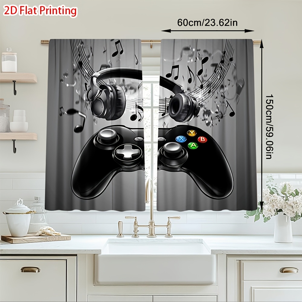 Tech Office Youtube - 2pcs Game Controller Curtains Headphone Music