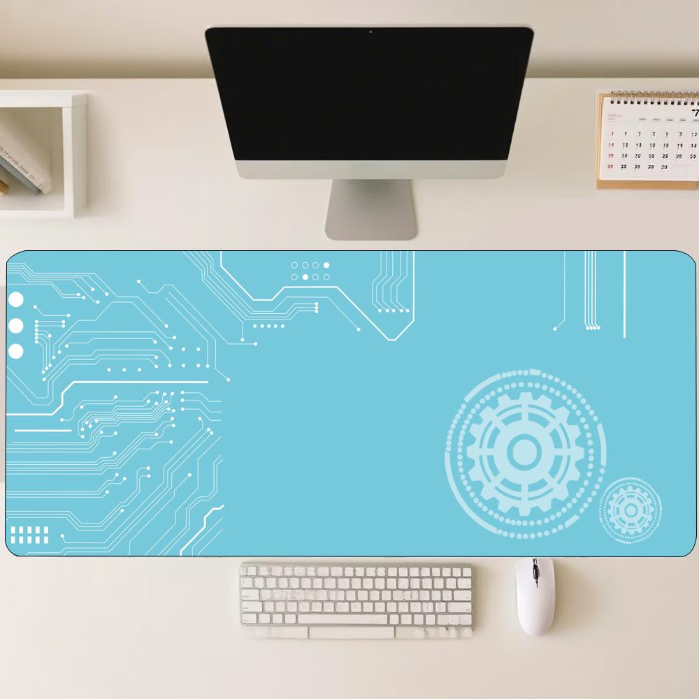 Blue Tech Circuit Gear Pattern - Office Tech Setup ulasan dan harga