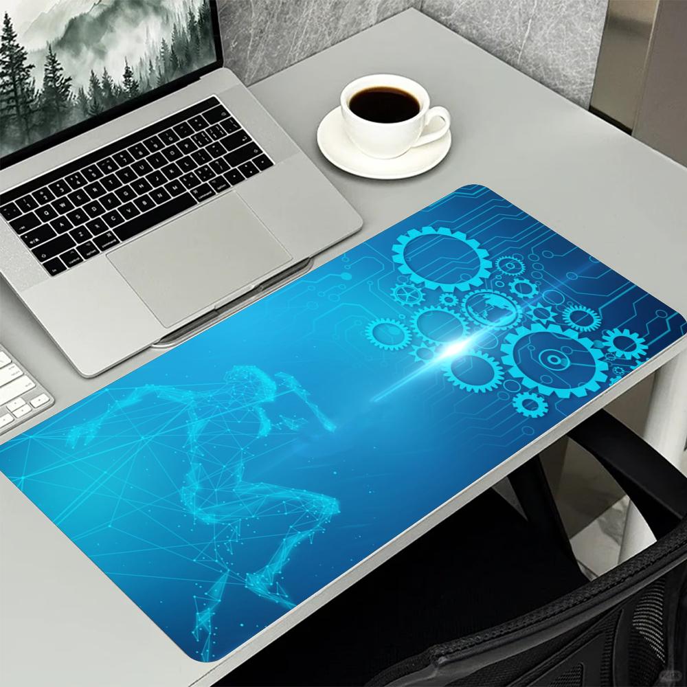 Blue Tech Circuit Gear Pattern - Office Tech Setup ulasan dan harga