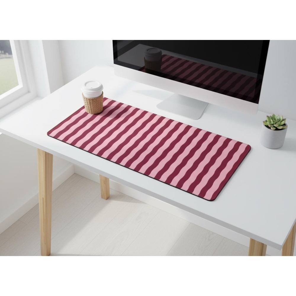 Pink Burgundy Wavy Lines Desk  - Office Desk Tech Accessories ulasan dan harga