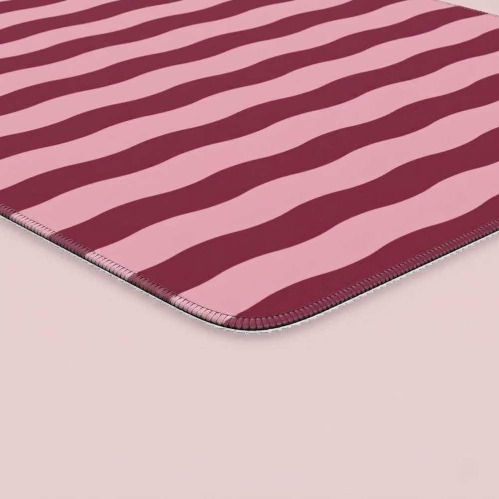 Pink Burgundy Wavy Lines Desk  - Office Desk Tech Accessories ulasan dan harga