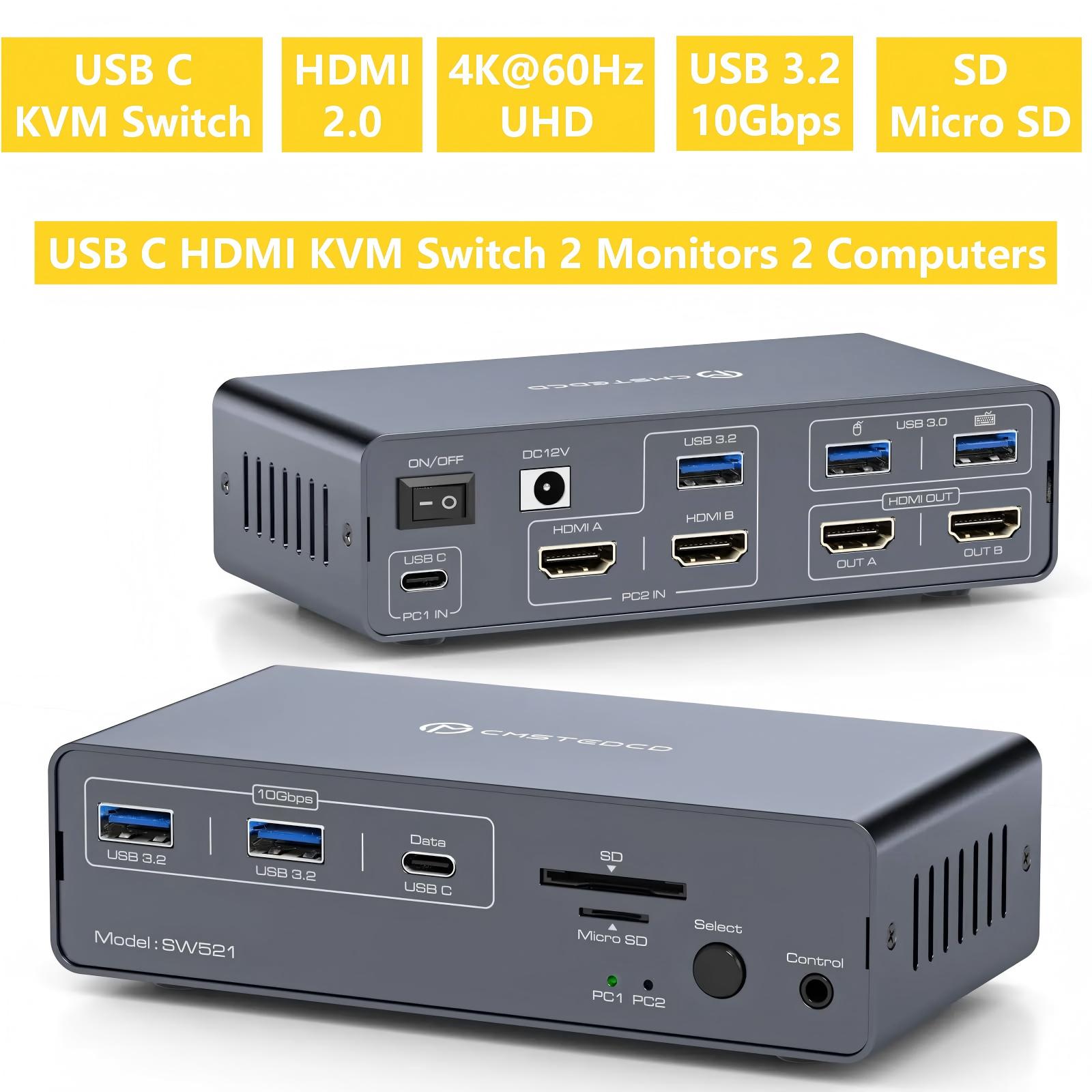 KVM Switch 2 Monitors 2 Comput - Kvm Switch Dual Monitor ulasan dan harga