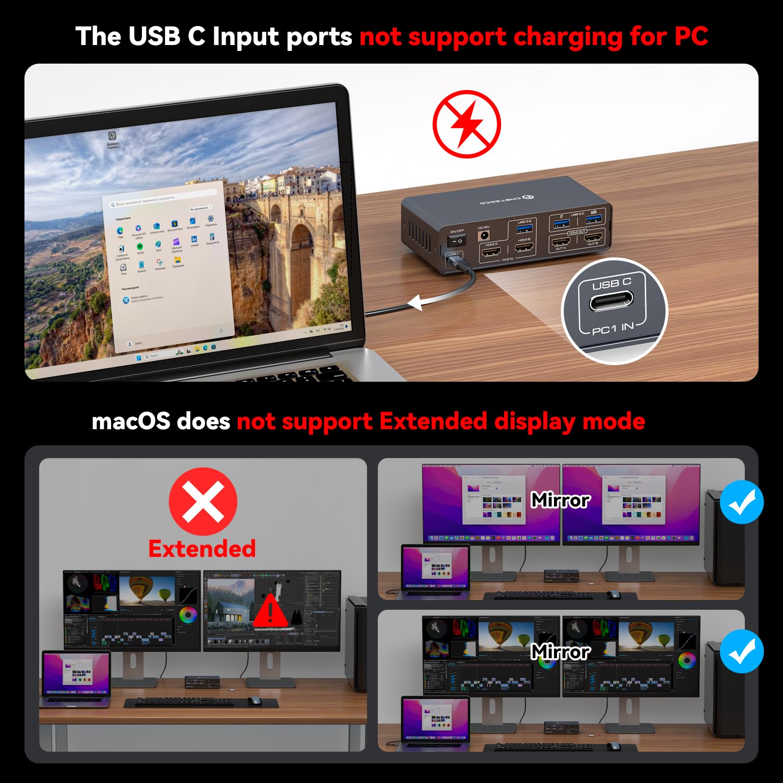KVM Switch 2 Monitors 2 Comput - Kvm Switch Dual Monitor ulasan dan harga