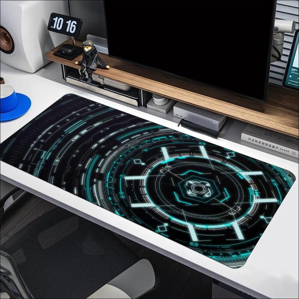 Blue Cyan Tech Circuit Circle  - Office Tech Setup ulasan dan harga
