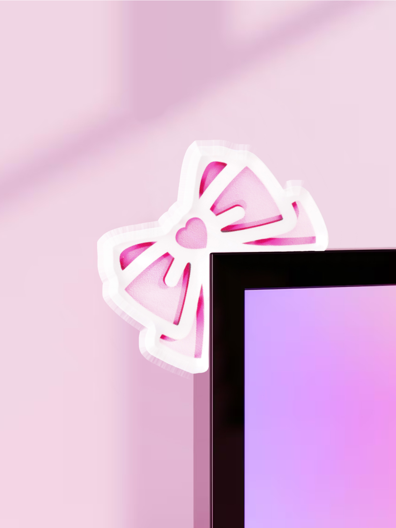 Kawaii Bow Monitor Decor Pink  - Office Desk Tech Accessories ulasan dan harga