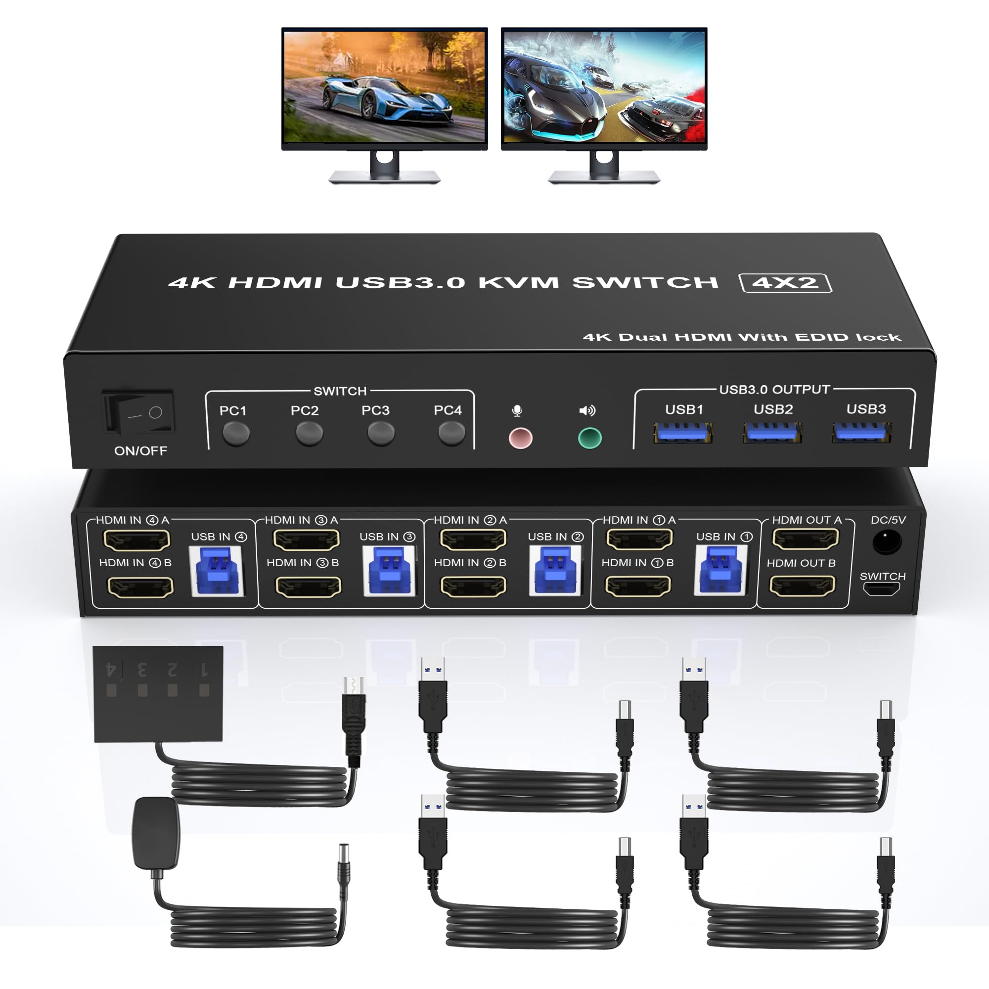 4K USB 3.0 KVM Switch HDMI Dua - Kvm Switch Dual Monitor ulasan dan harga